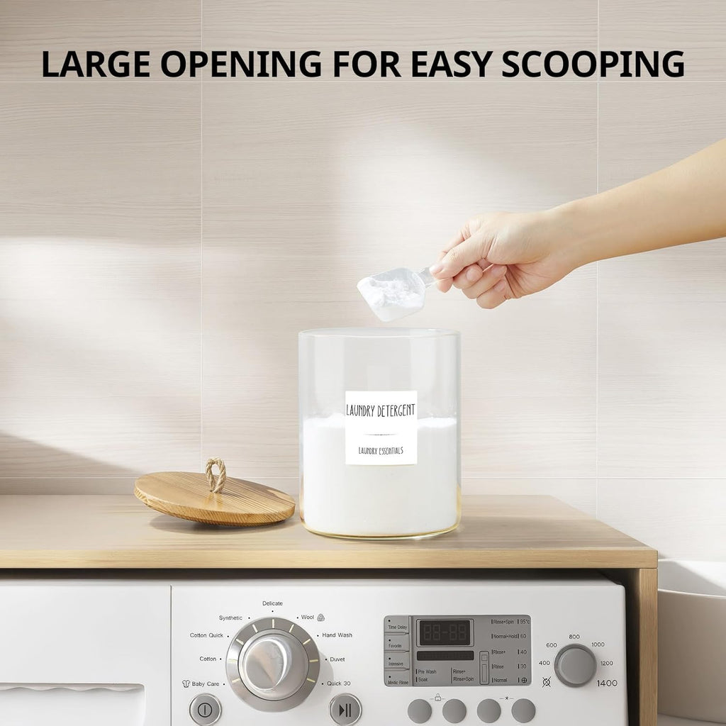 Glass Laundry Pods Container, 0.5 Gallon 2 Liter Laundry Jars with Burnt Wood Lids for Laundry Room Organization and Storage, Powder Detergent Holder for Laundry Room Decor and Accessories