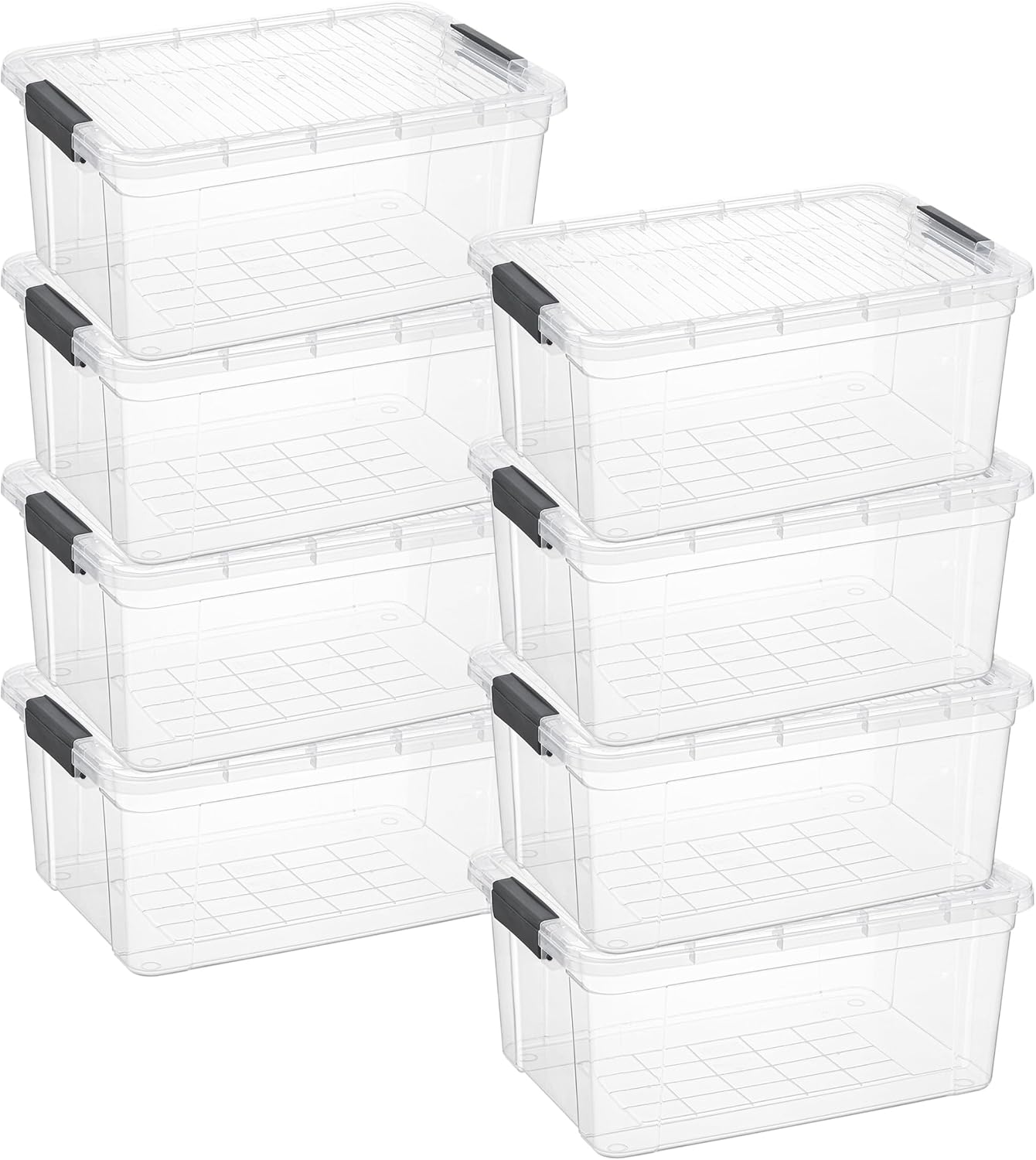 Superio Clear Storage Bins with Lids, 16 Quart BPA Free Plastic Containers, Transparent Boxes for Organizing, Stackable Crates, Organizer Totes for Home, Office, School, and Dorm