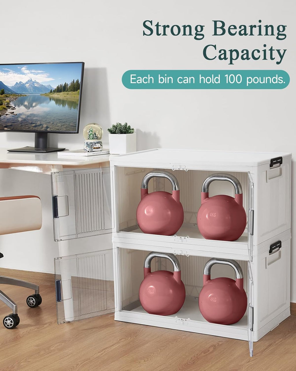 OlarHike 97QT Stackable Storage Bins with Lids - Folding Storage Box with Doors and Wheels, Collapsible Plastic Storage Drawers for Closets, 3 Pack Cubes, Christmas Gifts for Family