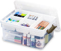17 Quart Plastic Storage Box with Removable Tray Caddy Clear Art Supply Craft Organizers Playroom Container Organizer with Lid for Bead Crayon Tool Sewing Playdoh