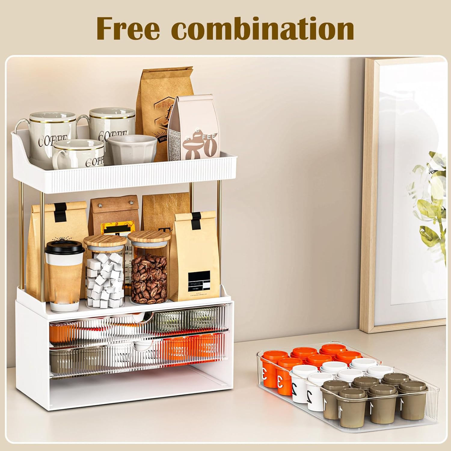 5 Tiers Bathroom Counter Organizer - 3 Drawers Makeup Organizer, Cosmetic Storage Drawer for Dresser Countertop and Bathroom Vanity for Large Skincare, Perfume, Clear