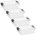 Superio Clear Storage Boxes with Lids, 1.27 Quart Plastic Container Bins for Organizing, Stackable Crates, BPA Free, Non Toxic, Odor Free, Organizers for Home, Office and Dorm, 4 Pack