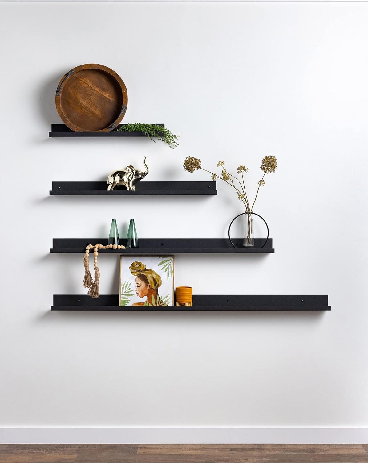 Infinite Design 36" Metal Floating Wall Shelf | Modern Black Powder-Coated Steel Ledge, Made in USA | Wall-Mounted Shelf for Living Room, Kitchen, Bathroom, Bedroom or Office