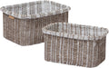 La Jolie Maison Blended Fabric Storage Baskets Set of 2, Rectangle Knitted Baskets for Organizing, Boho Decorative Baskets, Unique Design, Durable Finish, Mocha