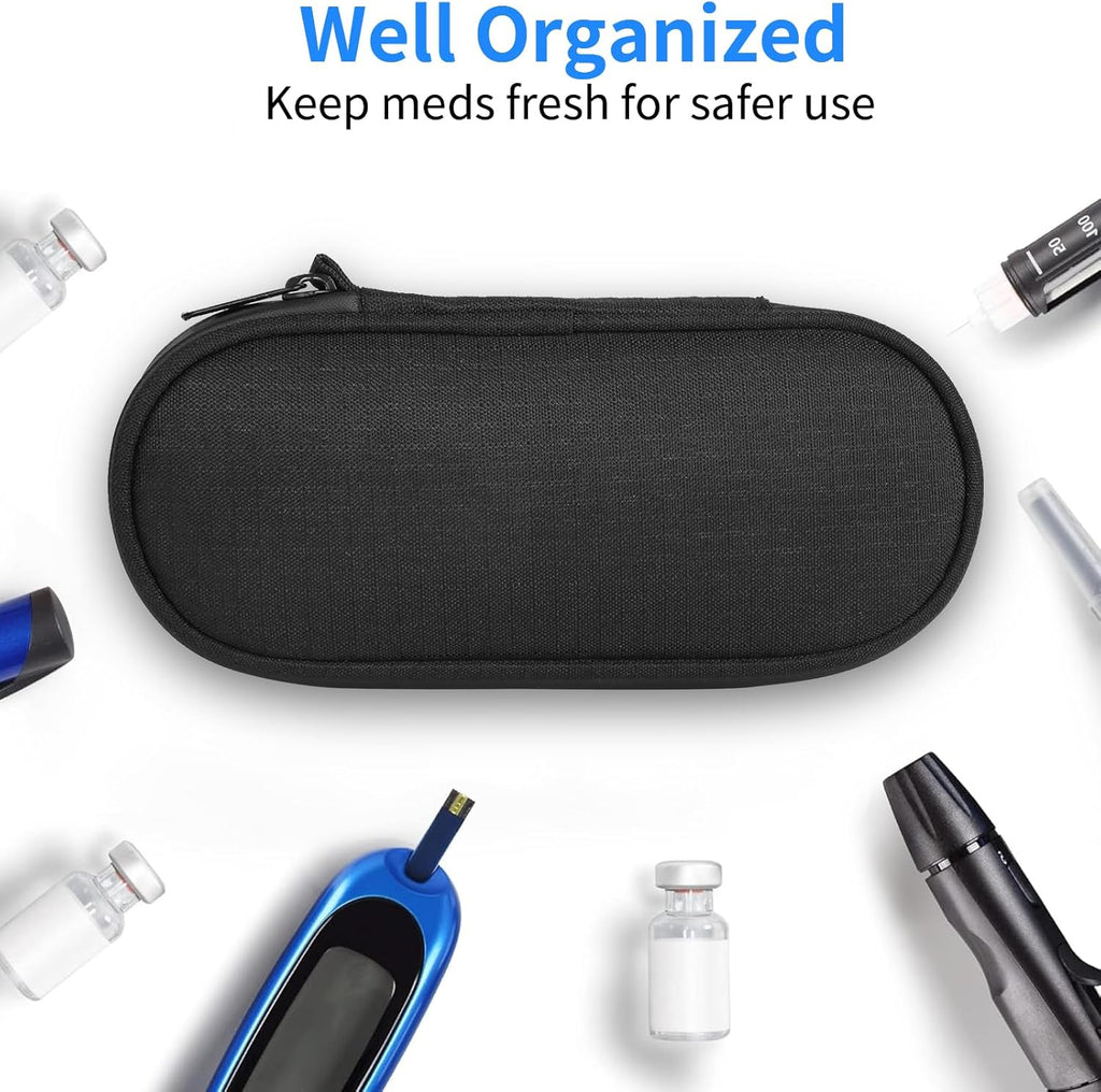 Insulin Pen Cooler Travel Case with 2 Reusable TSA Approved Ice Packs, Diabetic Medication Insulated Cooler Bag for Insulin Pens and Other Diabetic Supplies Storage Black