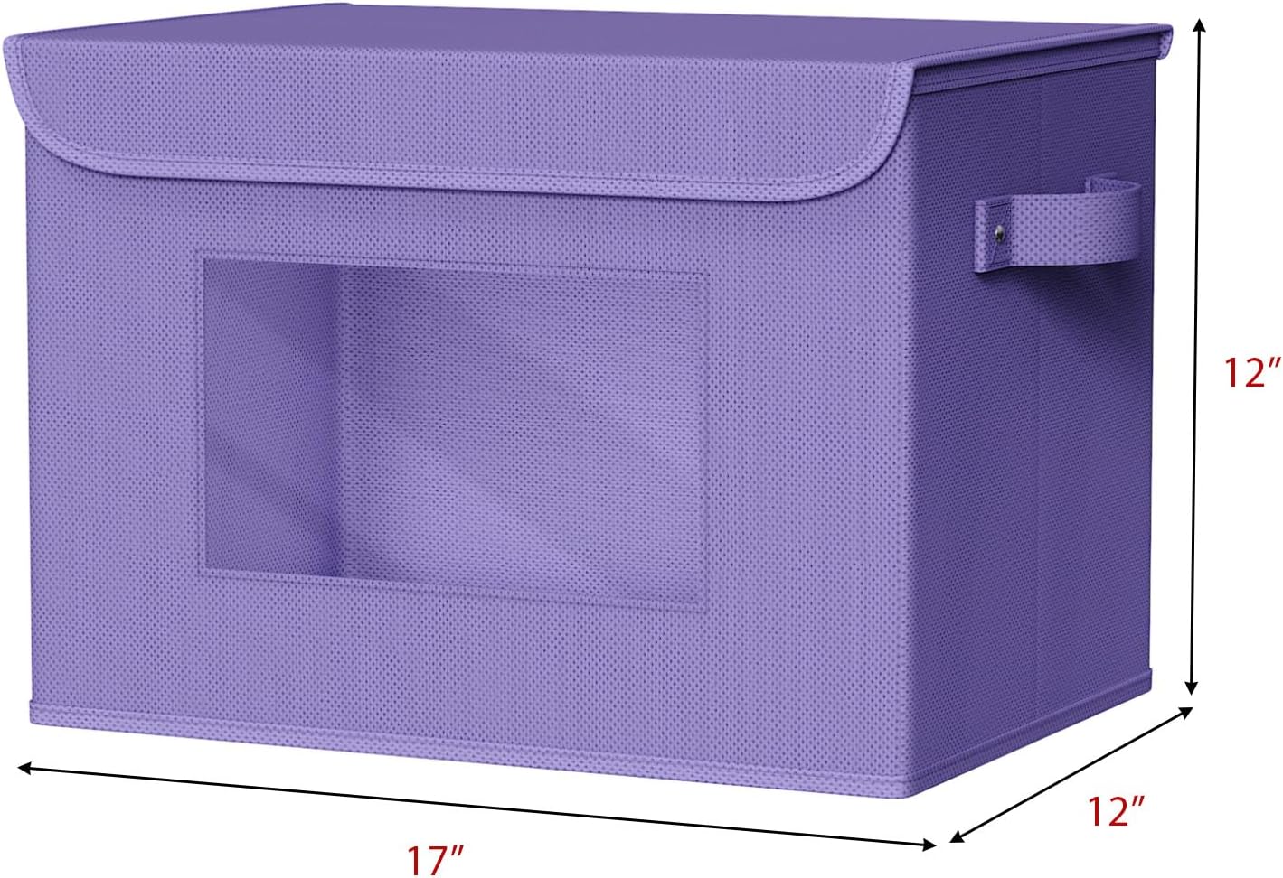 Univivi Storage Bins with Lids [4-Pack] Fabric Lidded Storage Baskets Stackable Closet Storage Bins, Closet Organizers and Storage with Lid & Clear Window for Home, Office, Bedroom (Purple)