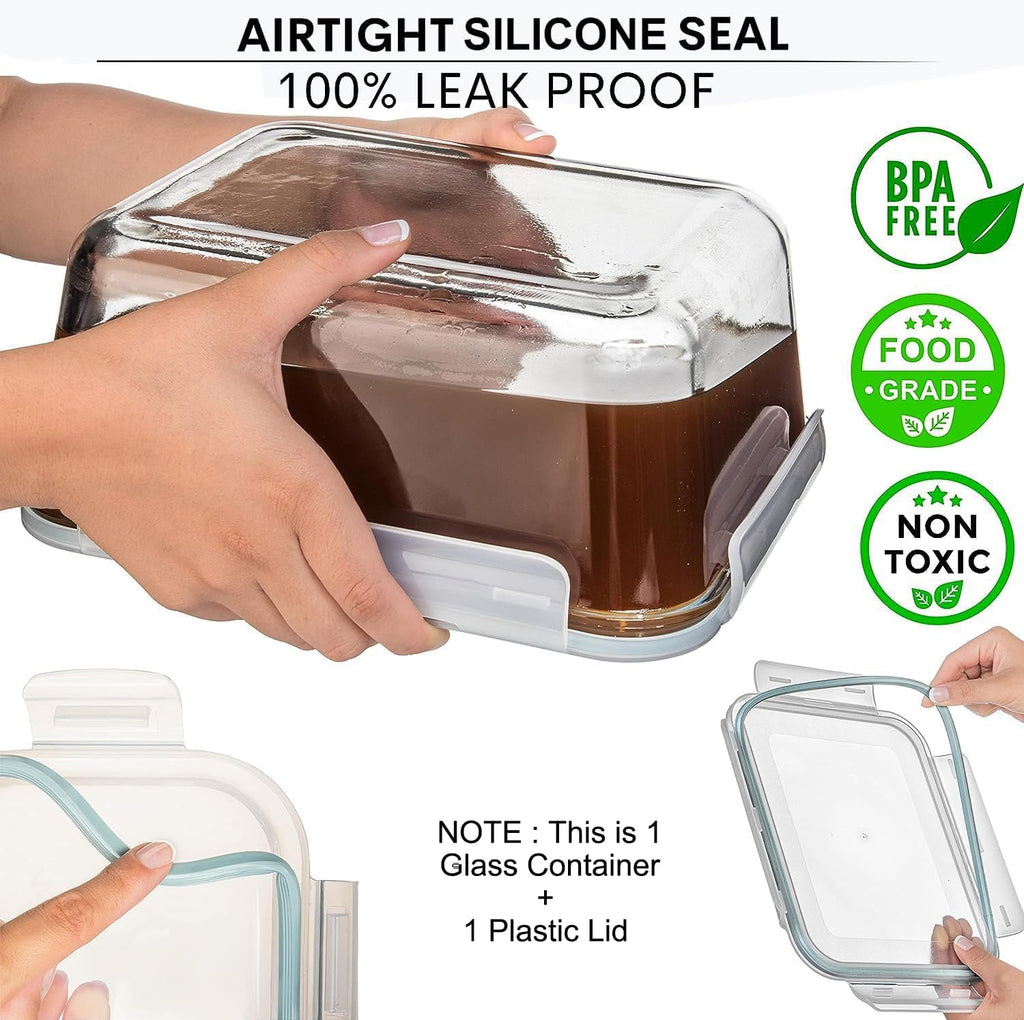 Razab 3300 ml / 112 oz Large Glass Food Storage Containers with Lids, Airtight, Leakproof, BPA Free - Ideal for Meal Prep, Store Leftover & Lunch, Baking Casserole - Freezer, Microwave & Oven Safe