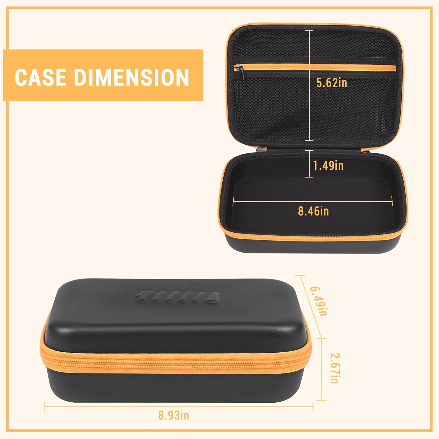 Battery Organizer Storage Case with Tester for AA AAA Button Battery Holder Carrying 3 Batteries Variety Pack 88 Batteries Zipper Mesh Bag (Batteries Not Included) (black-orange)