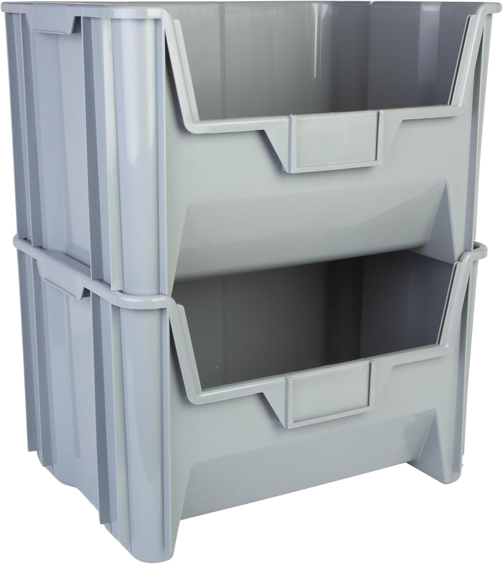 Hudson Exchange 20" x 15" x 12.5" (54 Pack) Plastic Giant Stackable Hopper Bin Container, Gray