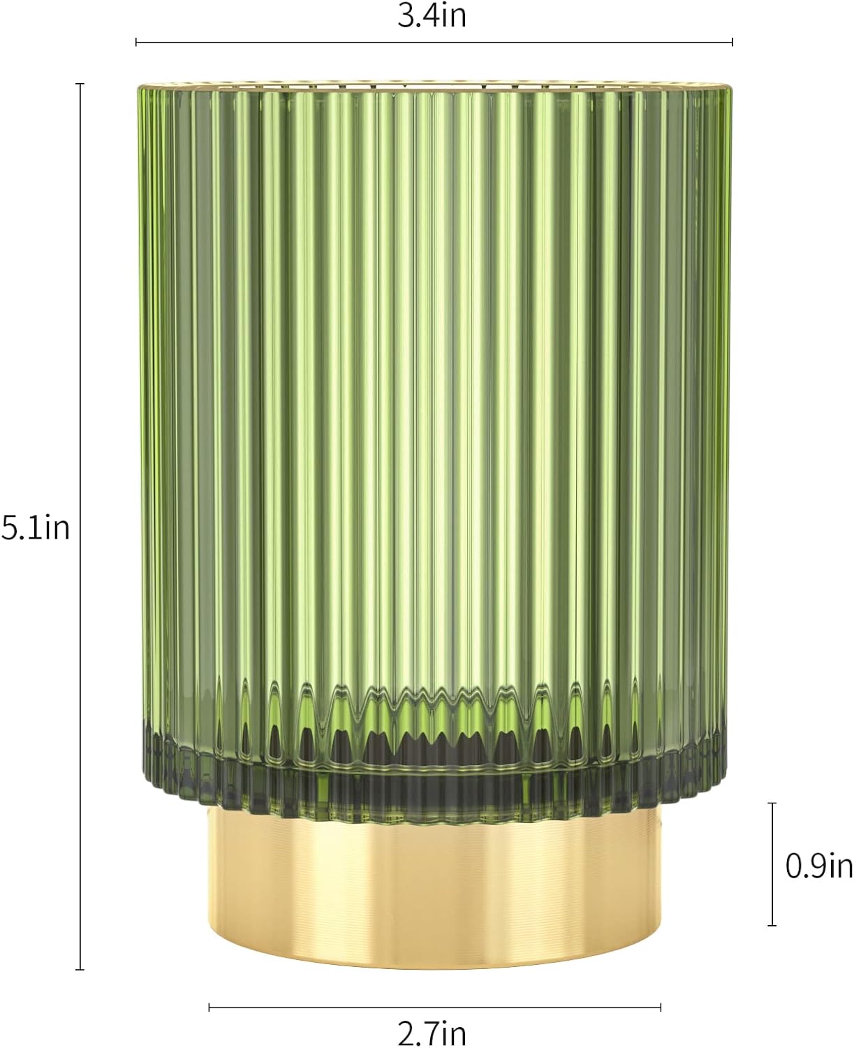 CANITORON Makeup Brush Holder,Glass Makeup Brush Holder Organizer Store Cosmetic Tools,Eyeliner,Storage Organizer for Vanity,Bathroom Countertop Organize and Bedroom Countertop Storage.(Green L)