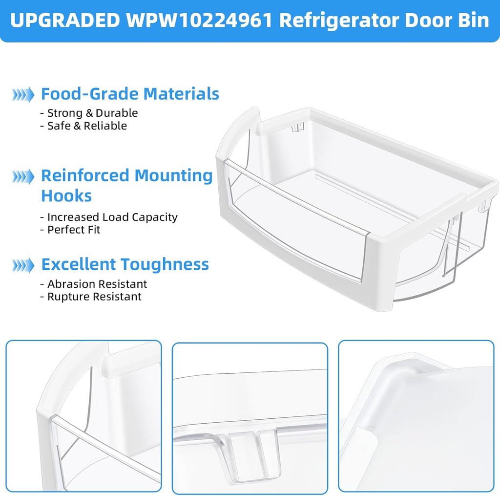 [2 Pack] Upgraded WPW10224961 W10224961 Refrigerator Door Shelf Bin Compatible with Whirlpool Maytag Refrigerator Door Shelf WRX735SDBM00 WRF555SDFZ00 WRF555SDH WRF555SDFZ PS11750660 Fridge Bin Right