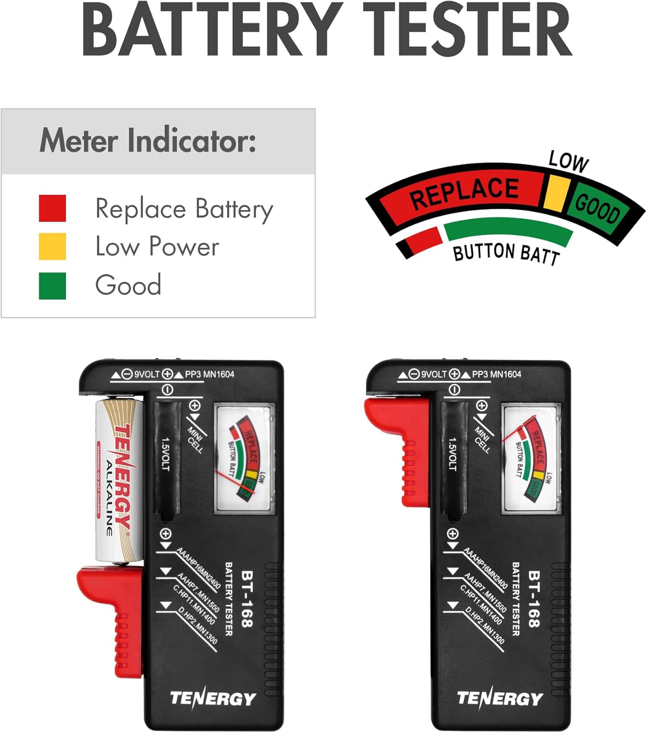 Tenergy Large Battery Organizer Storage Case with Battery Tester, Holds 100 AA Batteries & 100 AAA Batteries (Batteries not Included)