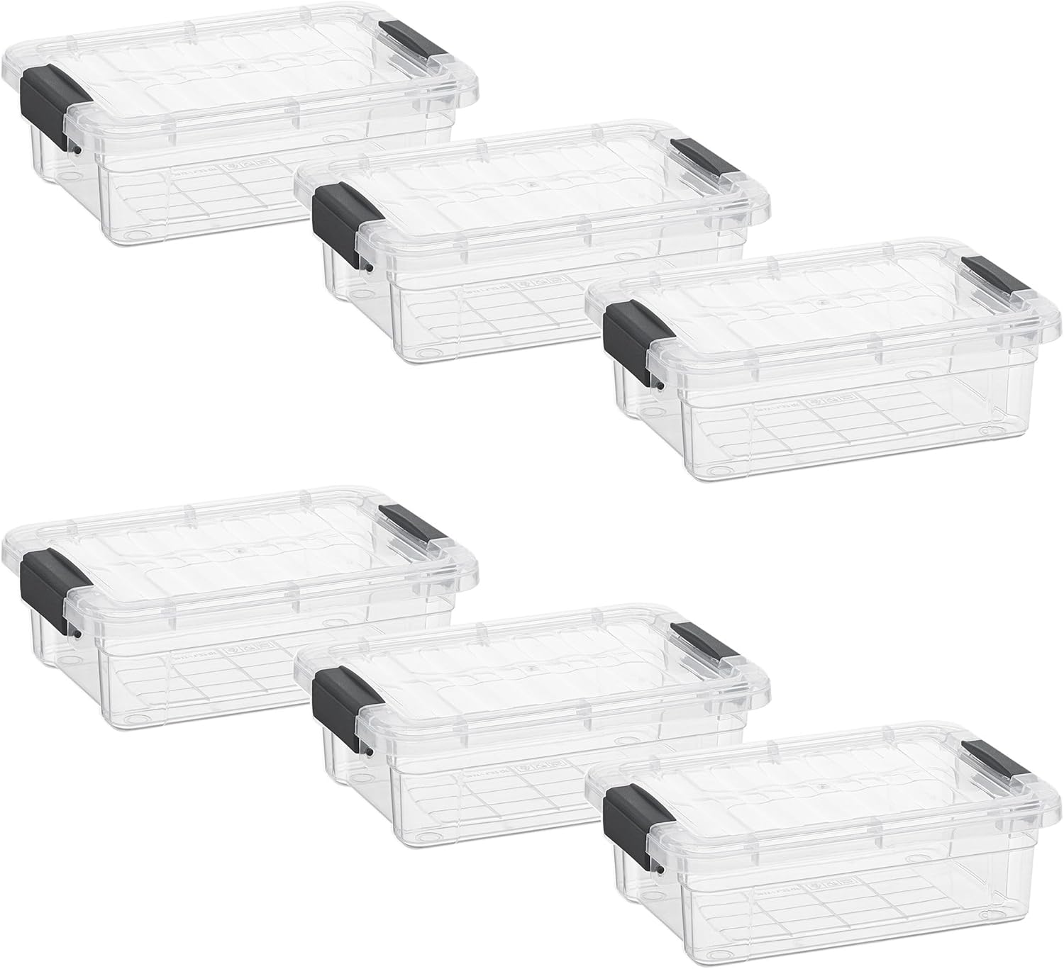 Superio Clear Storage Boxes with Lids, 1.27 Quart Plastic Container Bins for Organizing, Stackable Crates, BPA Free, Non Toxic, Odor Free, Organizers for Home, Office and Dorm, 6 Pack