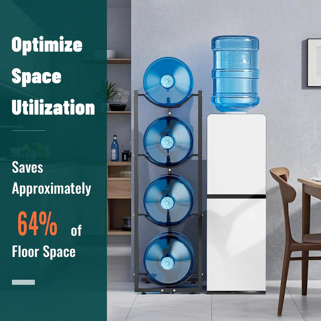 MYLOLF 5 Gallon Water Jug Holder : 4 Tier Water Jug Stand Holder for 5 Gallon Water Dispenser- 5 Gal Water Bottle Storage Rack Organizer for Home Kitchen Garage