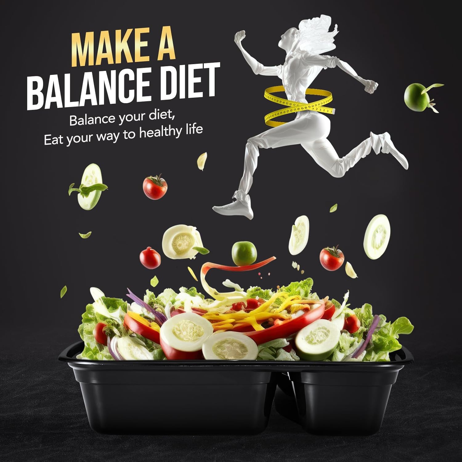 50 Pack (100-Piece) 32 oz Sturdy Leakproof 2-Compartment Meal Prep Containers with Lids, Plastic Food Storage Containers for Lunch, Microwave, Freezer, and Dishwasher Safe Takeout Containers