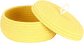 Sea Team Round Cotton Rope Storage Basket with Lid, Decorative Woven Storage Bin, Pot, Caddy, Organizer, Container for Snacks, Towels, Plants, 10 x 4.5 Inches (Small, Shallow, Yellow)