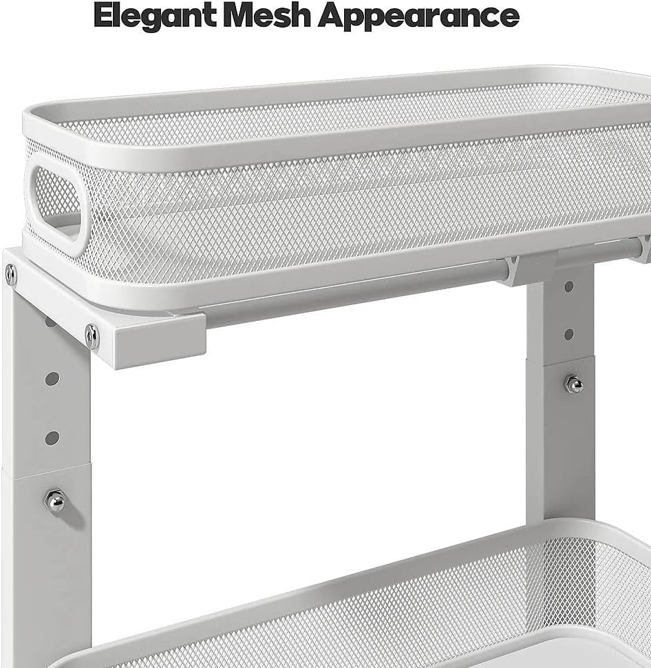 1 Pack 15.7IN-Depth Under Sink Organizer With Smooth Cylindrical Rail,2-Tier Pull Out Multi-Purpose Cabinet Storage for Bathroom&Kitchen,Height Adjustable,Rust-resistant Coating-White