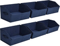 Clothes Organizers and Storage - Fabric Storage Bins with Handles, Storage Baskets for Organizing, Trapezoid Storage Cubes for Blankets, Towels, Office, 6 Pack, Navy Blue