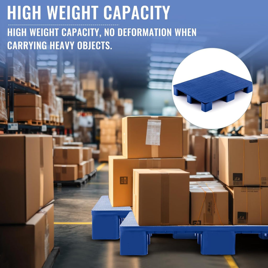 1 Pcs Plastic Pallet for Basement Storage Easy Stack Lightweight Floor Pallet Display Flooring Room Supermarket Christmas, Support up to 2000 Lbs (31.5'' L X 24'' W X 4.7'' H,Blue)