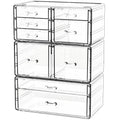 Cq acrylic Clear Stackable Storage Drawers,Plastic Makeup Organizer and Bathroom Storage Bins WIth 9 Drawers For Make up,Medicine,Craft,Pen,Beauty and Office Supply Organizer