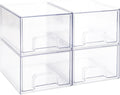 Sea Team 4-Pack Clear Makeup Organizer with Drawers, Acrylic Plastic Cosmetic Display Case, Jewelry Storage Box, Holder for Dresser, Bathroom, Vanity, Kitchen Cabinets, Pantry, Countertop
