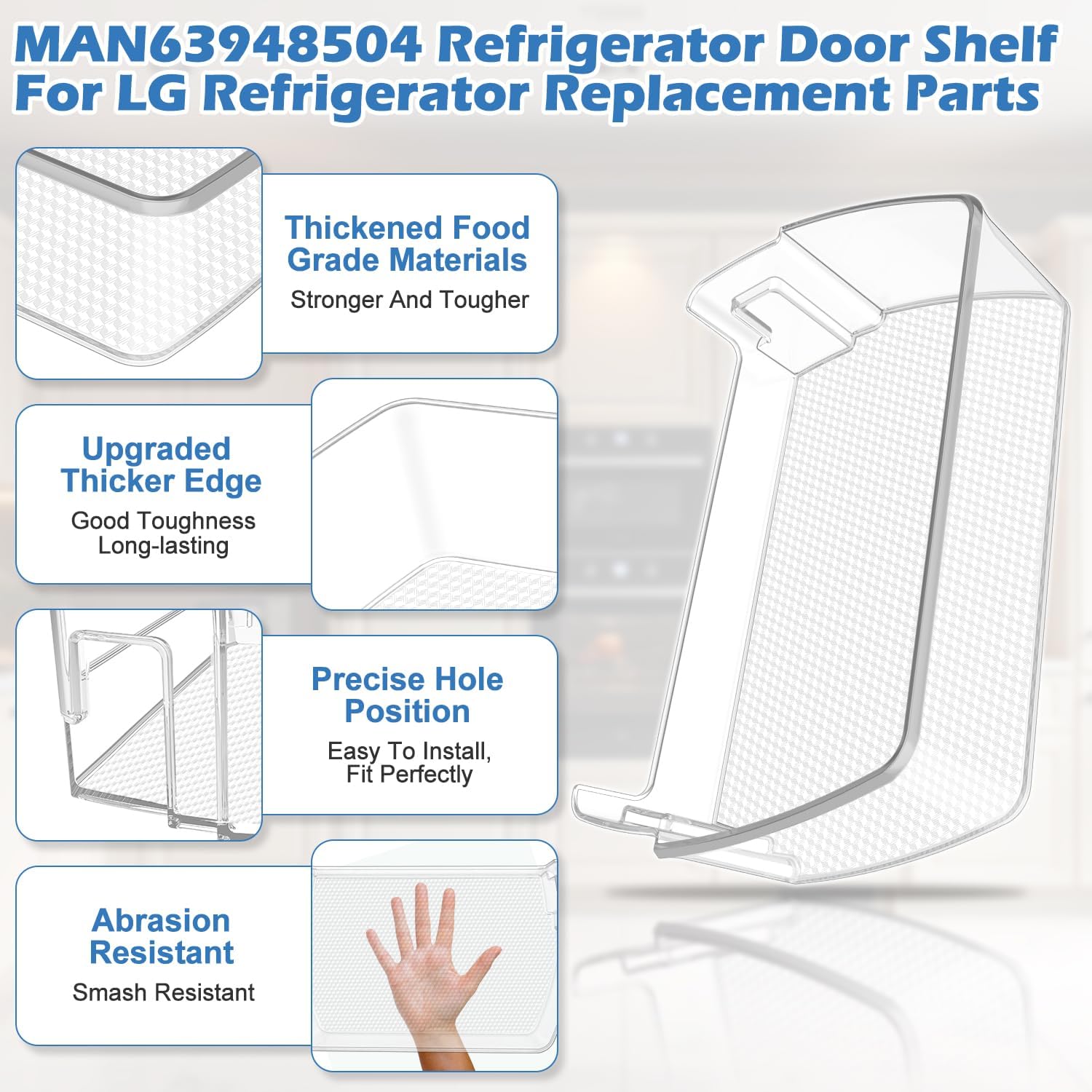 2PACK Upgraded MAN63948504 Refrigerator Door Shelf Bin,Compatible With LG/Kenmore Refrigerator Door Shelf Replacement,Replaces LFXS26973S LMXS28626S LFXC22526D Fridge Door Shelves Basket
