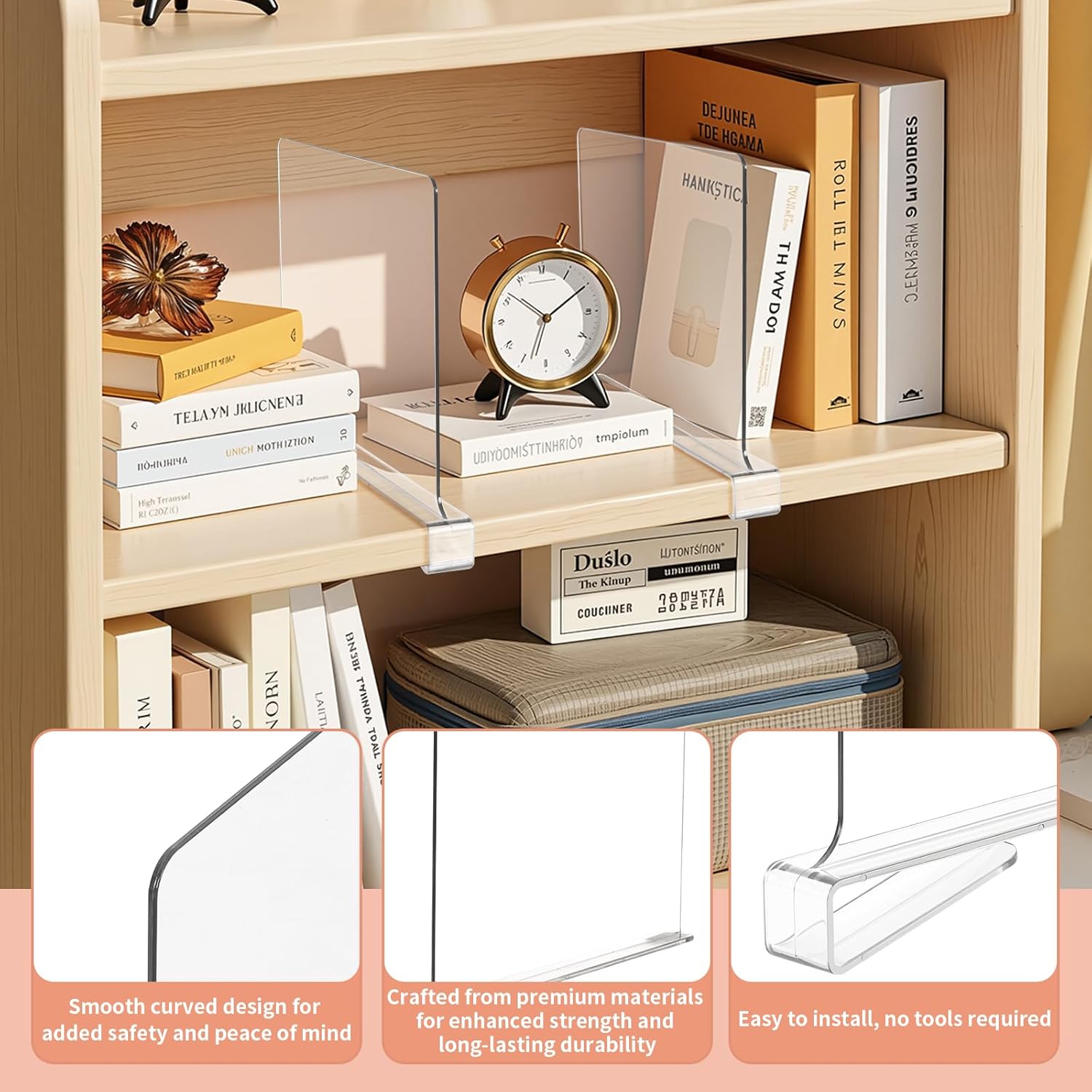 10 Pack Clear Shelf Dividers for Closets, Acrylic Dividers for Shelves, Closet Shelf Divider for Organization,Organizers & Separators for Shelf Storage, Home Closets, Cabinets