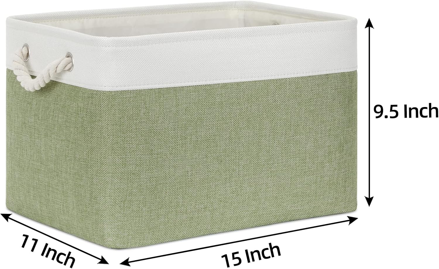 Bidtakay Large Fabric Baskets for Organizing [3-pack] Closet Organizers and Storage Baskets for Gifts Empty Foldable Nursery Baskets for Toy Storage 15 X 11 X 9.5 Inches (White&green)