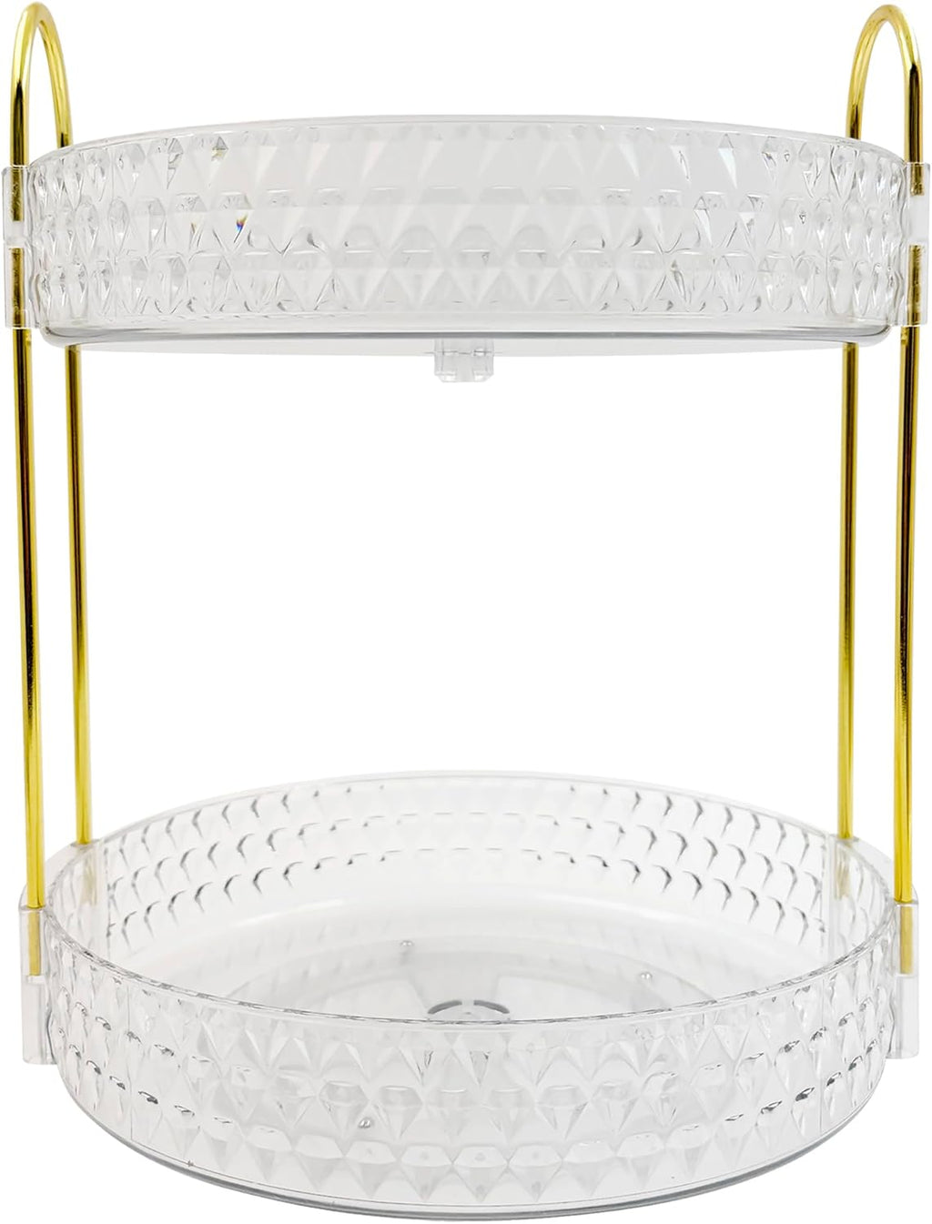 Double Layered Glass Tray with Golden Handles, Circular Decorative Storage Rack, Cosmetics, Dining Table, Bathroom, Bedroom, attic, Outdoor Small Items are Easy to find