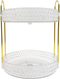 Double Layered Glass Tray with Golden Handles, Circular Decorative Storage Rack, Cosmetics, Dining Table, Bathroom, Bedroom, attic, Outdoor Small Items are Easy to find