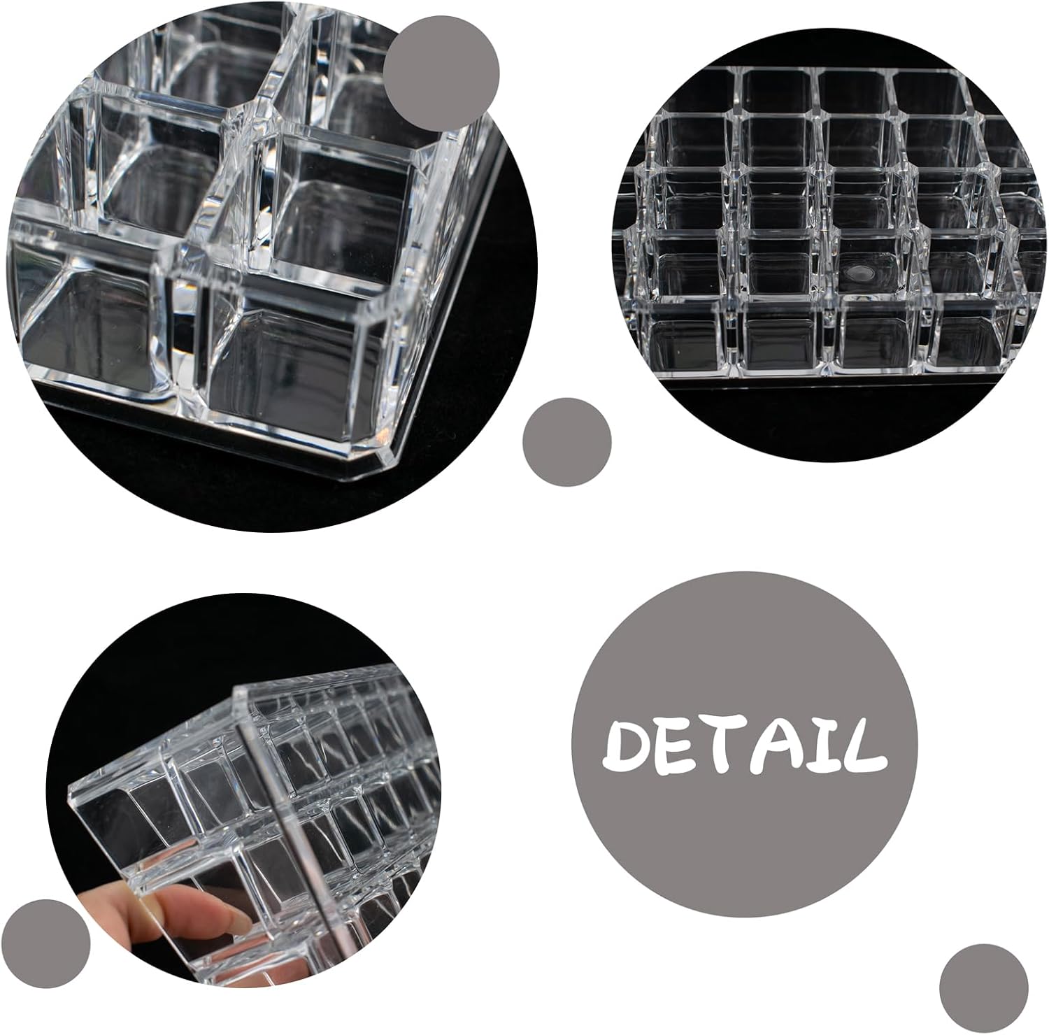 36 Slots Acrylic Lipstick Organizer, Thickened Multi-Grid Clear Lip Gloss Perfume Sample Mascara Display Storage Holder for Drawer and Vanity, 10 x 4.6 x 2.3 Inch