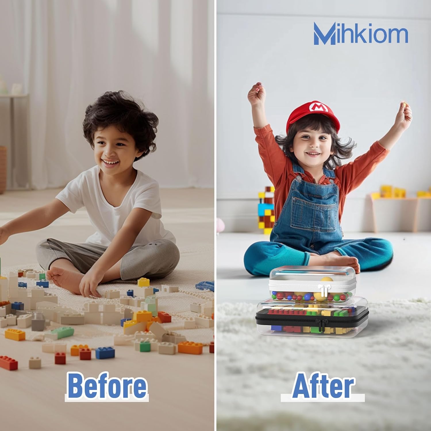 4Pcs Clear Hard Shell Zipper Case, BIiss Plastic Bins for Organizing, Clear Zipper Pouches Makeup Case & Lidded Storage Bins Organizer for Storage Cosmetics, Puzzles, 8.7 x 6.3 x 2.4 Inch