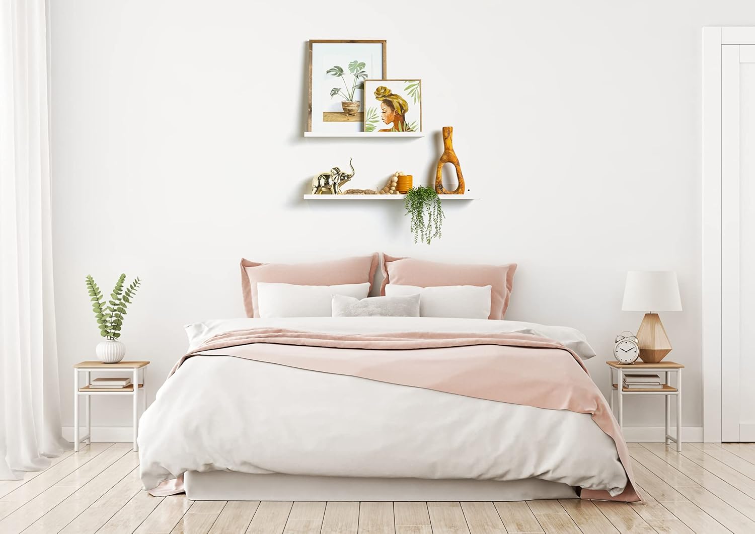 Infinite Design 48" Metal Floating Wall Shelf | Modern White Powder-Coated Steel Ledge, Made in USA | Wall-Mounted Shelf for Living Room, Kitchen, Bathroom, Bedroom or Office