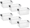 Superio Clear Storage Bins with Lids, Stackable Storage Box with Latches and Handles, Extra Small, 6 Pack 1.75 Quart