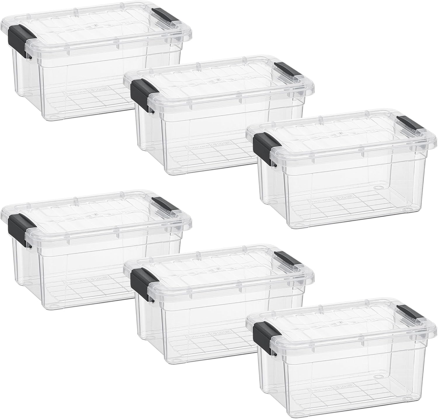 Superio Clear Storage Bins with Lids, Stackable Storage Box with Latches and Handles, Extra Small, 6 Pack 1.75 Quart
