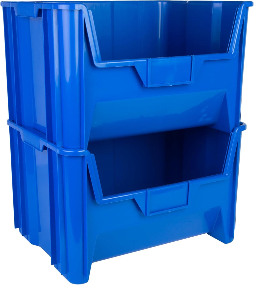 Hudson Exchange 20" x 15" x 12.5" (54 Pack) Plastic Giant Stackable Hopper Bin Container, Blue
