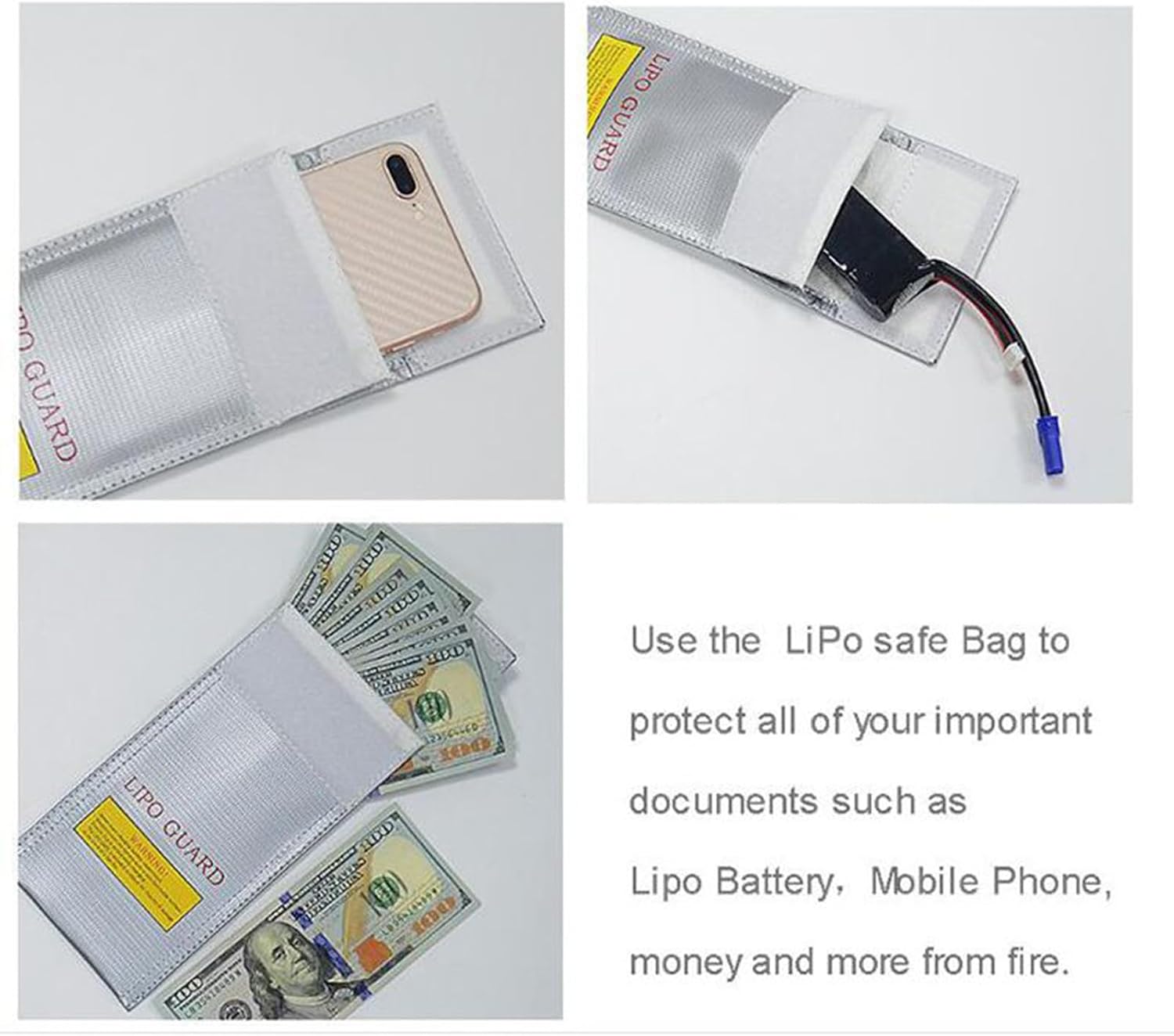 Battery Bag | Battery Organizer Carrying Bag | Electronic Organizer Heat-Resistant Power Container | for Camping Car Outdoor Transportation Valuables Collectibles Documents