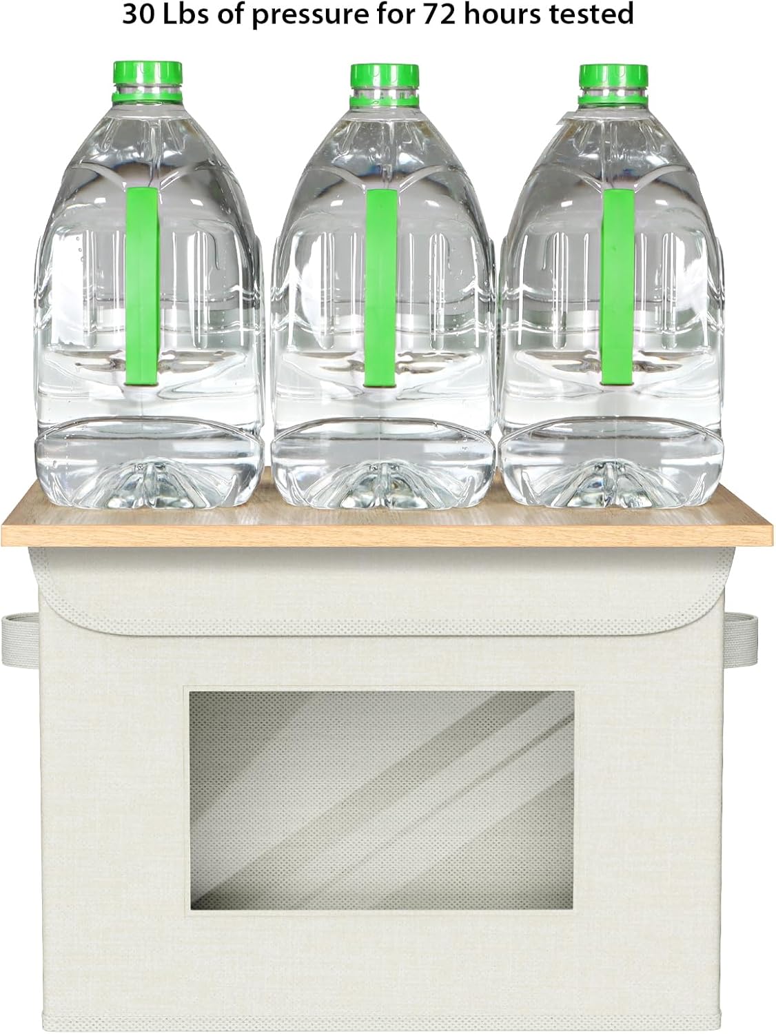 Univivi Fabric Foldable Storage Boxes with Lids [4-Pack] Collapsible Storage Bins for Clothes Closet Organizers with Handles Storage Cube Basket for Home, Office, Bedroom (Beige, 17"" x 12"" x 12"")