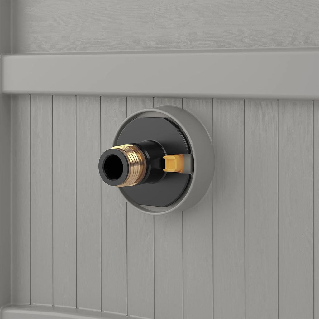 100 ft Garden Hose Reel Hideaway - Holds 5/8" Hose, Durable Resin Storage with Side Handle, No Assembly Required, Compact Design (21x15.5x16 in) for Outdoor Organization, Gray