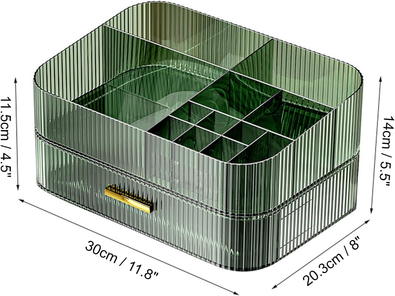Makeup Organizer with Stackable Drawer, Large Capacity Vanity Organizer for Dresser Bathroom Countertop, Cosmetics Organizer and Display Case for Skincare, Perfume, Makeup Brushes, Lipsticks, Green