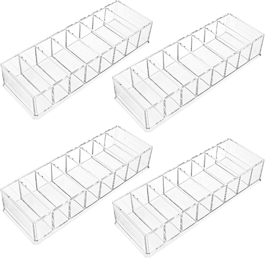 Foraineam 4 Pack Acrylic Compact Organizer Cosmetics Beauty Care Powder Holder Blushes Highlighters Eyeshadow Makeup Organizer