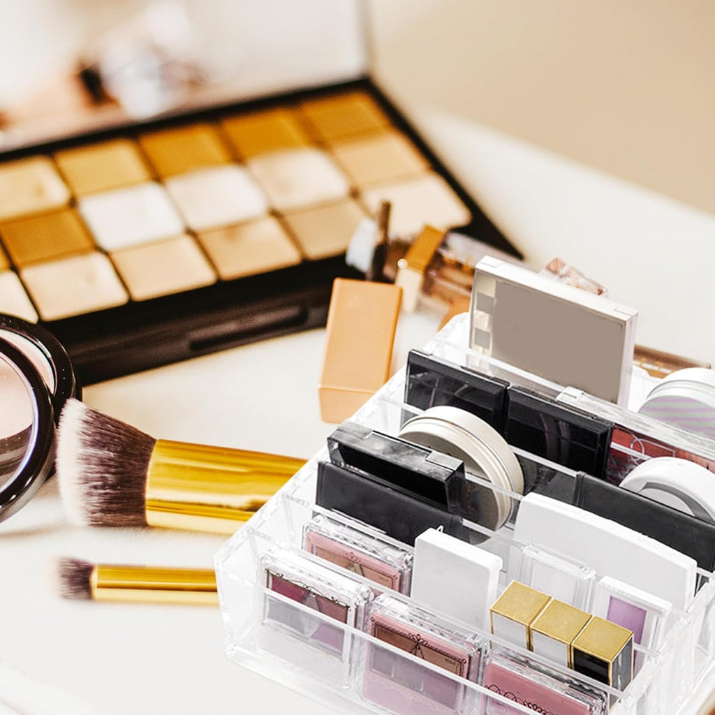 BESPORTBLE Cosmetics Palettes Storage Box with Compartments Makeup Organizer Stand for Eyeshadow Palettes Blush Lipstick Holder and Stylish Makeup Case for Vanity Counter