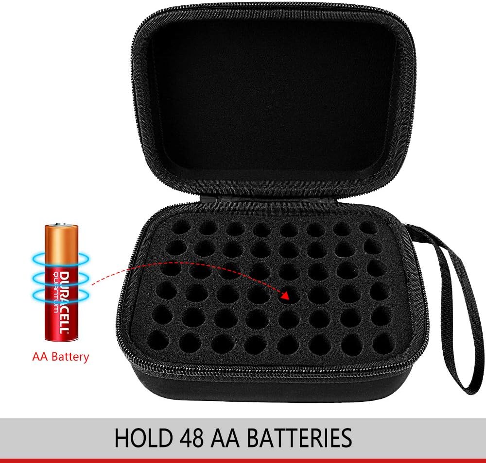 Comecase Hard Battery Organizer Storage Box Carrying Case Bag - Holds 48 Batteries AA [ Not Include Tester and Accessories ]