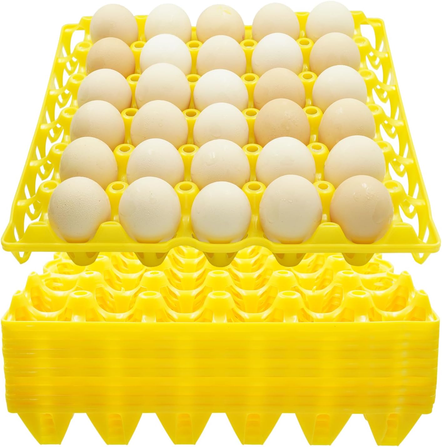 10 Pack Bulk Egg Tray,Reusable Plastic Egg Holder,Durable Egg Cartons,Stackable 30-Egg Crates for Home Chicken Farmers Transportation Storing Sharing Selling Fresh Eggs
