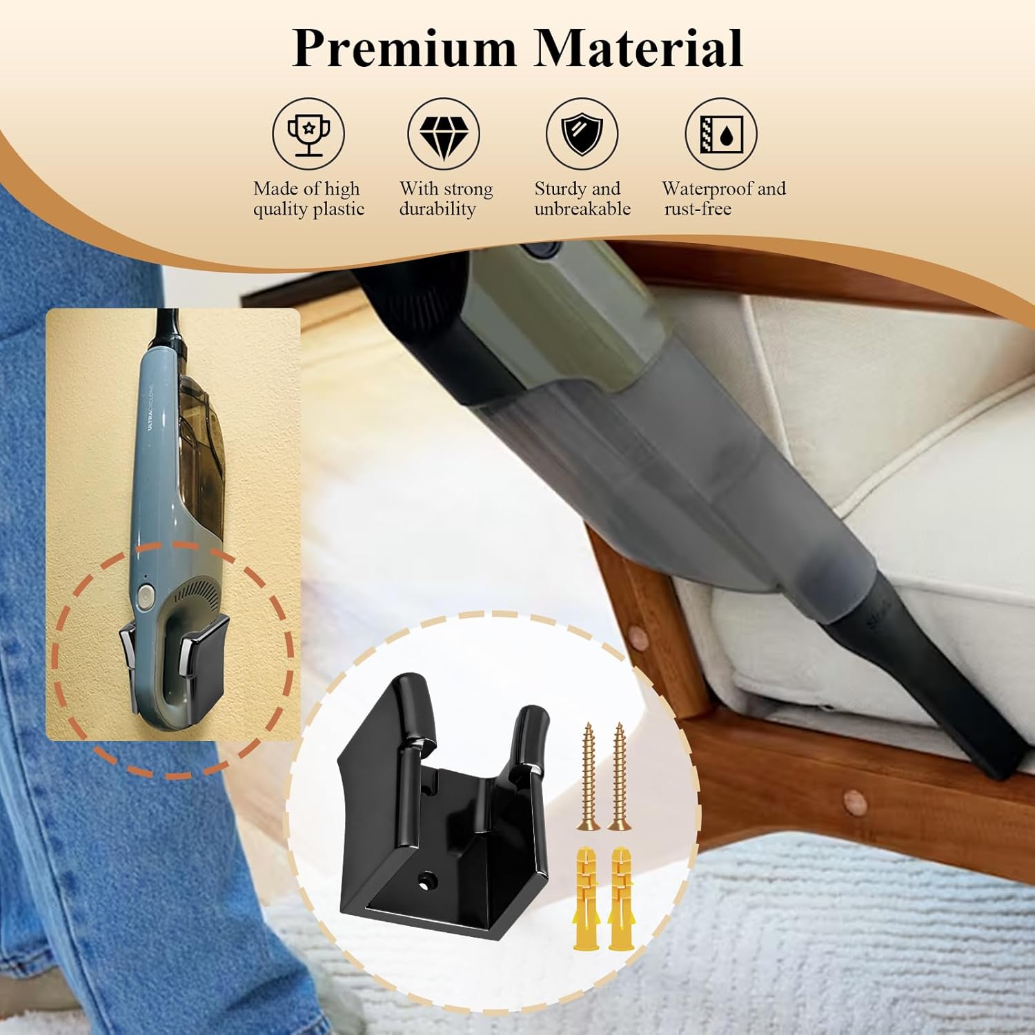 1 Pc Wall Mount Vacuum Holder/Docking Station/Cordless Organizer, Fit for Shark Ultra Cyclone Handheld Vacuum CH700, CH900, CH950 Series Models, W/Screws & Drywall Anchors, Save Space & Reduce Clutter