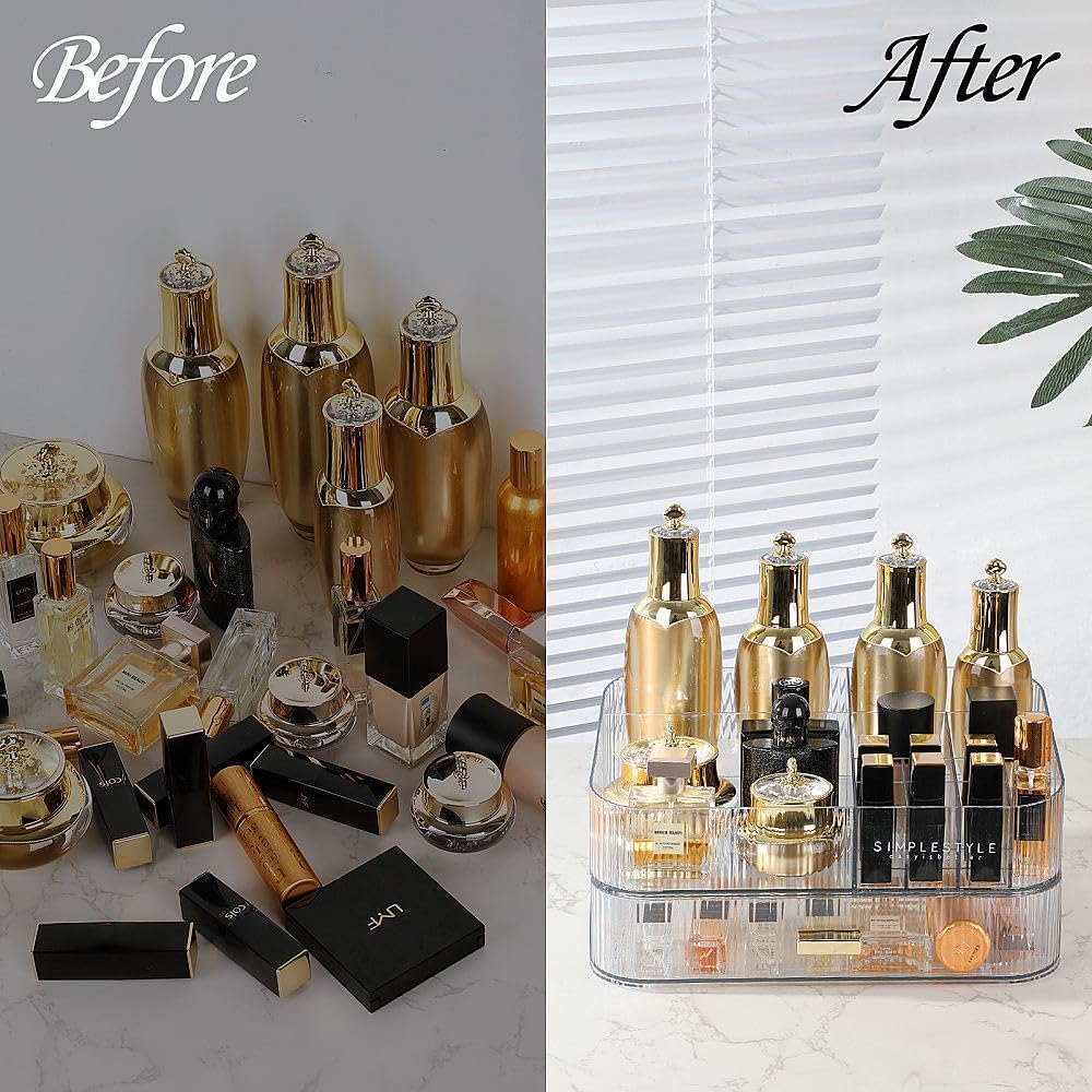 Makeup Organizer with Drawers Stackable Skincare Cosmetic Makeup organization for vanit Bathroom Desk Countertop