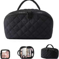 2026 Travel Makeup Bag for Women – 180° Lay-Flat Puffy Cosmetic Organizer with 5 Compartments, Water-Resistant & Machine Washable Makeup Case,Puffy Padded Organizer for Toiletries,Ideal Gifts for Her