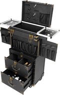 Cosmetic Train Case,Makeup Organizer Travel Case with Multiple Compartments,Rolling Makeup Case,Makeup Train Case,Professional Makeup Case with Wheels for Make-up Artists,55Lbs Load-Bearing
