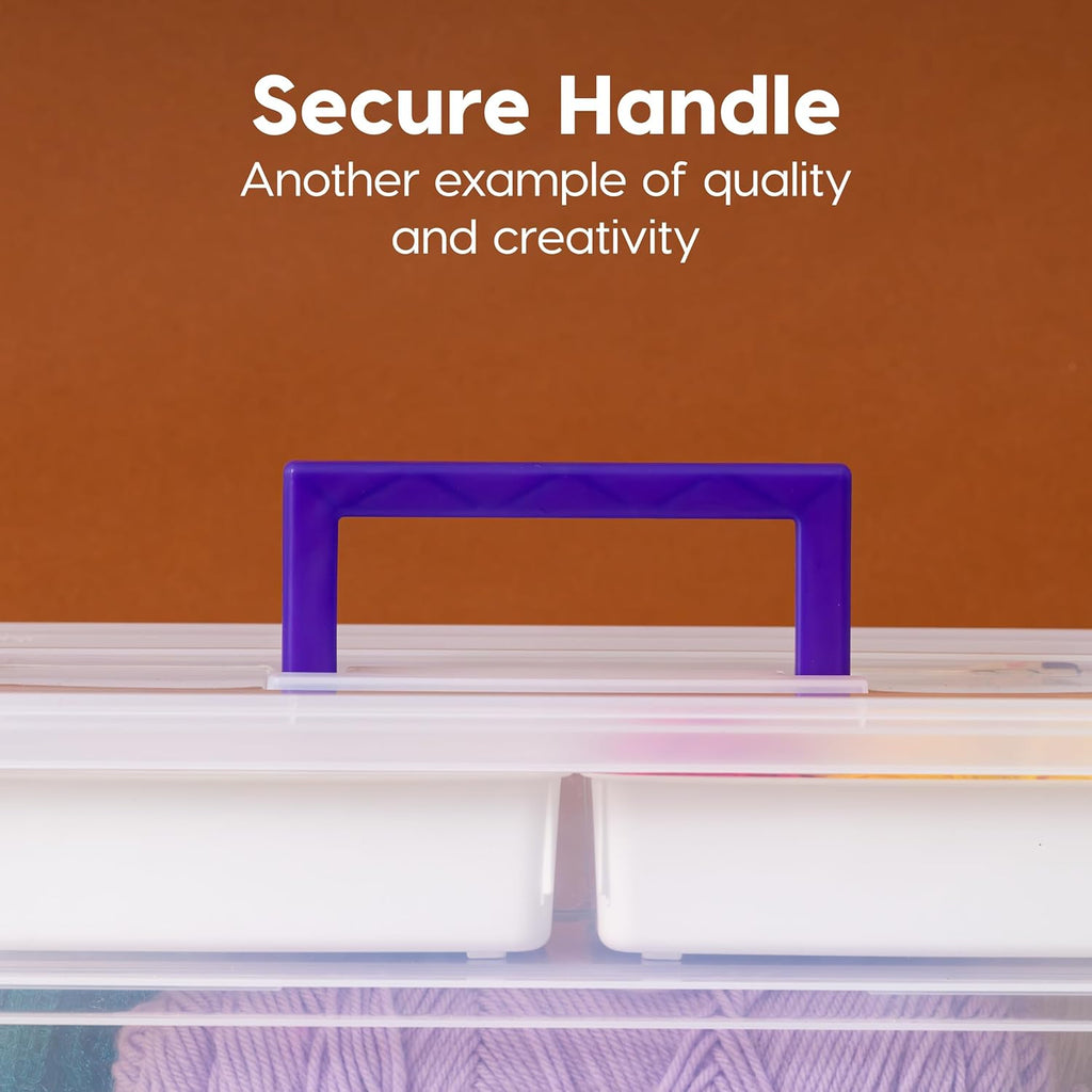 IRIS USA 9 Qt. Plastic Craft Storage Container Bins with Lids, 1 Pack, Small Art & Office Supply Organizer Tote, Sensory Bins & Boxes for Home & University, Latchable, Stackable, Portable, Clear