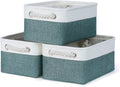 Bidtakay Small Storage Baskets for Shelves 3 Pack Fabric Storage Bins for Organizing Linen Collapsible Organizer for Closet-Deep Green